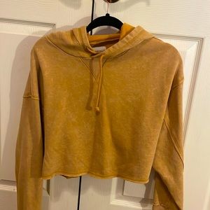 Womens Aeropostale Cropped Yellow Hoodie